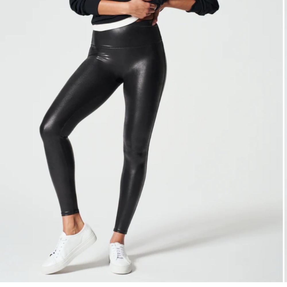 Women's Spanx Black Faux Leather Leggings XL